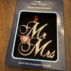 Regent Square "Mr. & Mrs.‎ Ornament With Fine European Crystals 3x3 New